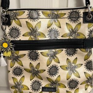 Sakroots Cream and Yellow Sunflower Crossbody Bag
